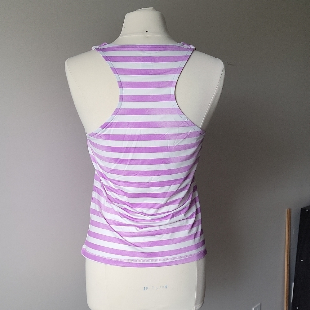 Nike Lavender and White Striped Tank Top Size L Dri-Fit Athletic Top Workout - Picture 3 of 9